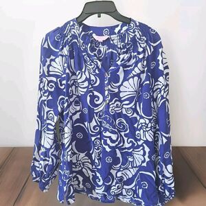 Royal Blue / White Lily Pulitzer Blouse - Size XS